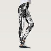 Leggings noirs et blancs avec Graffiti Art imprimé (Droite)