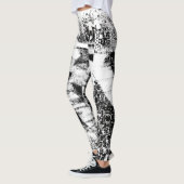 Leggings noirs et blancs avec Graffiti Art imprimé (Gauche)