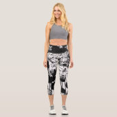 Leggings noirs et blancs avec Graffiti Art imprimé (Recto)