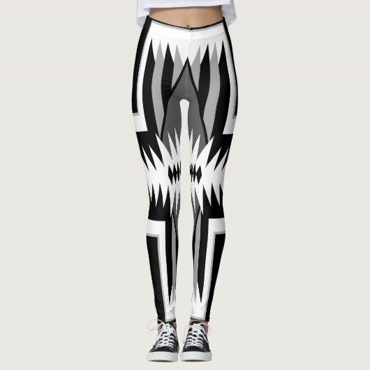 Leggings noirs et gris Navajo (Devant)