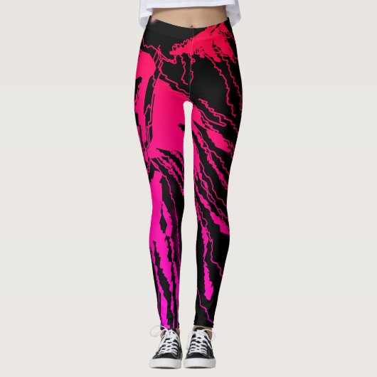 Leggings noirs et roses Abstraits (Devant)