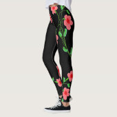 Leggings noirs floraux roses (Gauche)