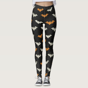 Leggings noirs, orange et crème Spooky Chic