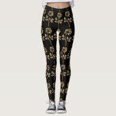 Leggings noirs Roses d'or (Devant)