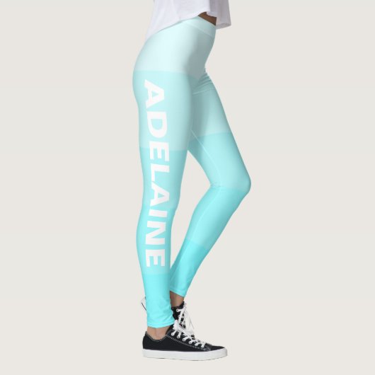 Leggings Nom blanc | Élégant 5 blocs de couleur bleu électr (Droite)