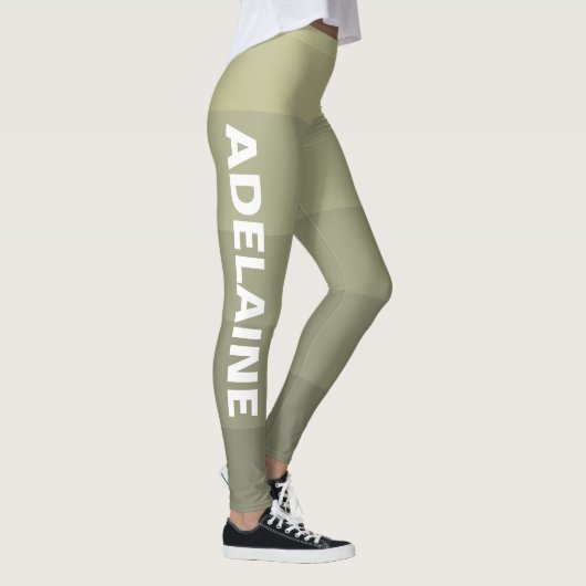 Leggings Nom blanc | Élégant 5 blocs de nuances grises chau (Droite)