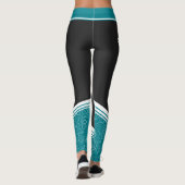 Leggings Nom blanc noir et bleu turquoise élégant (Dos)