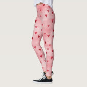 Leggings Nom de cœurs rouges roses (Gauche)