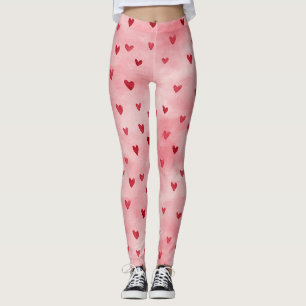 Leggings Nom de cœurs rouges roses