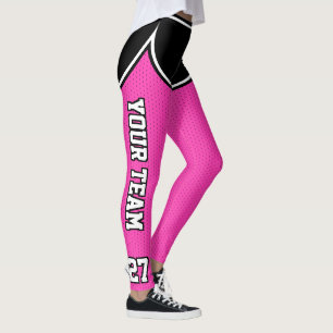 Leggings Nom de l'équipe sportive Noir Hot Pink Dot Shorts