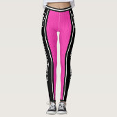 Leggings Nom de l'équipe sportive Numéro Black Hot Pink ray (Devant)