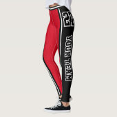 Leggings Nom de l'équipe sportive Numéro noir rouge gras ra (Gauche)