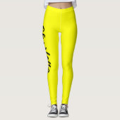 Leggings Nom de personnalisation noir | Couleur jaune néon (Devant)