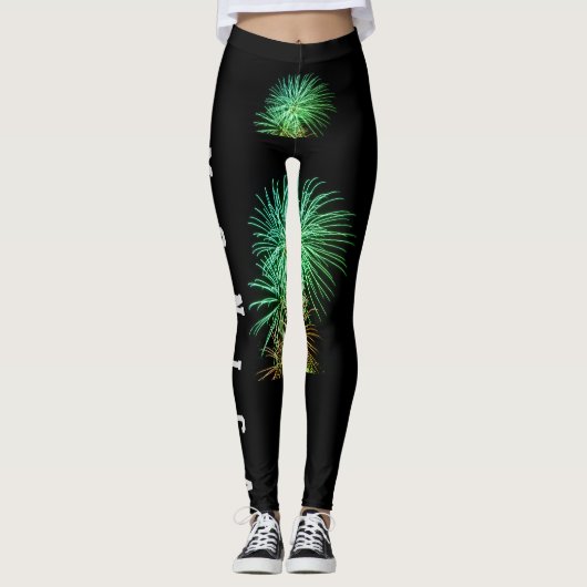 Leggings Nom de répétition personnalisé Légendes noires (Devant)