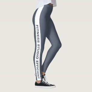 Leggings Nom de société personnalisé Rayure blanche grise