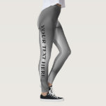 Leggings Nom de texte personnalisable FEMMES Modernes Silve<br><div class="desc">Nom du texte personnalisable Logo d'image Modèle moderne élégant en argent Leggings.</div>