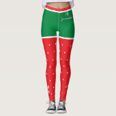 Leggings Nom d'elfe de Noël Rouge Vert (Devant)