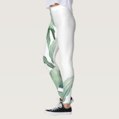 Leggings Nom du monogramme des Feuilles tropicaux verts (Gauche)
