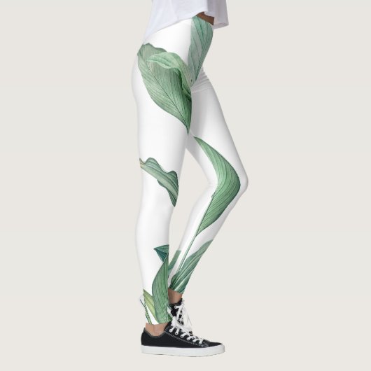 Leggings Nom du monogramme des Feuilles tropicaux verts (Droite)