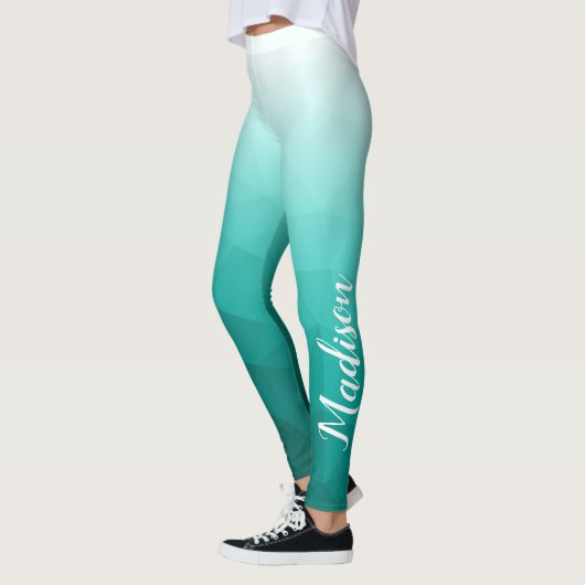 Leggings Nom du Motif de maillage de géométrie turquoise tu (Gauche)
