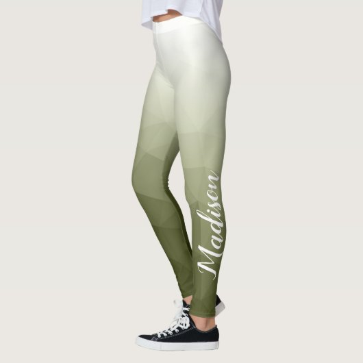 Leggings Nom du Motif de maillage de géométrie verte de l'a (Gauche)