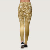 Leggings Nom du script de pinceau Glittery Gold Glam (Dos)