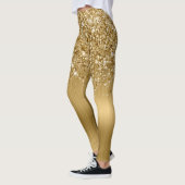 Leggings Nom du script de pinceau Glittery Gold Glam (Gauche)