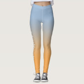 Leggings Nom élégant sur bleu clair au dégradé orange (Devant)