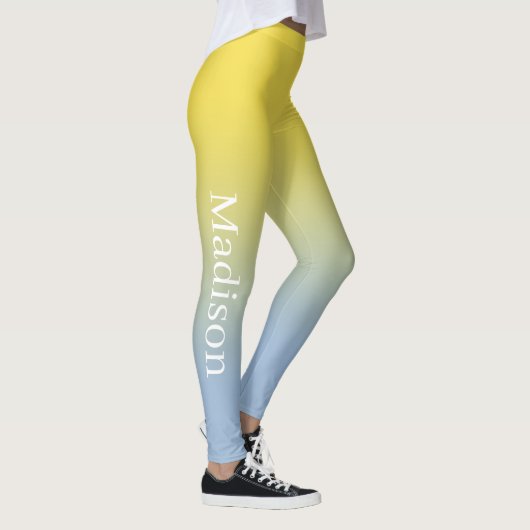 Leggings Nom élégant sur dégradé jaune à bleu clair (Droite)