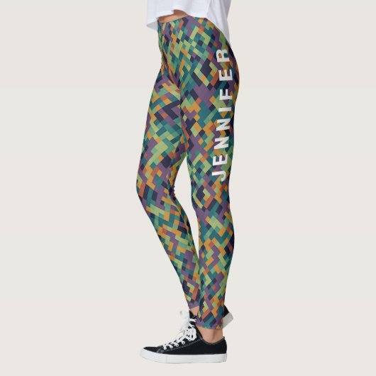 Leggings Nom Et Motif Abstrait Du Pixel Vert Tendance (Gauche)