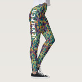 Leggings Nom Et Motif Abstrait Du Pixel Vert Tendance (Droite)