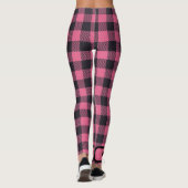 Leggings Nom Monogramme Pink & Black Buffalo Plaid | (Dos)