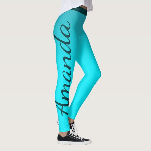 Leggings Nom personnalisé bleu brillant (Droite)