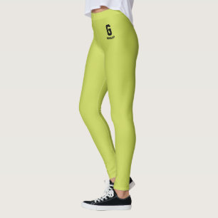 Leggings Nom personnalisé classique Apple vert noir monogra