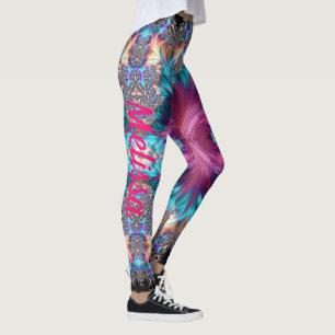 Leggings Nom personnalisé de l'arc-en-ciel rose fractal