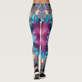 Leggings Nom personnalisé de l'arc-en-ciel rose fractal (Dos)