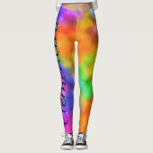 Leggings Nom personnalisé des couleurs arc-en-ciel (Devant)