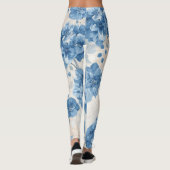 Leggings Nom personnalisé Hydrangea Bleu Botanique (Dos)