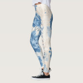 Leggings Nom personnalisé Hydrangea Bleu Botanique (Gauche)
