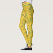 Leggings Nom personnalisé motif floral jaune transparent (Gauche)