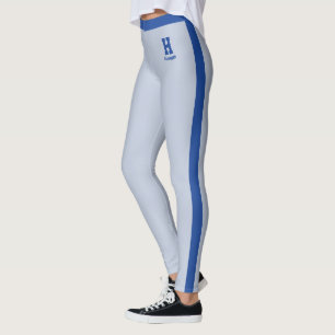 Leggings Nom personnalisé Royal Poudre Bleu Monogramme Rayu