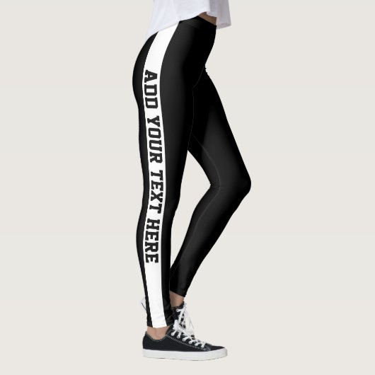 Leggings Nom personnalisé trié en noir et blanc (Droite)