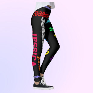 Leggings Nom répétitif personnalisé Légendes en gras no