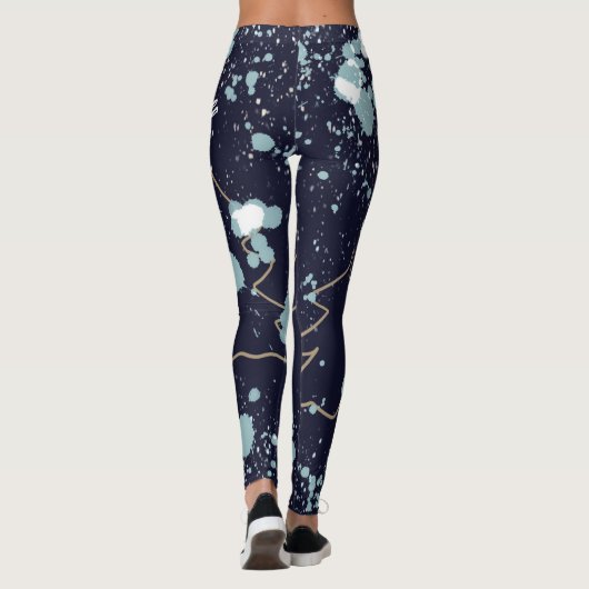 Leggings Nom script mignon cool marine or blanc point festi (Dos)