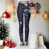 Leggings Nom script mignon cool marine or blanc point festi