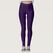 Leggings Nom - Simple Doodle Fleur Blush - Violet Solide (Devant)