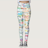 Leggings Noms colorés motif personnalisé sur blanc (Devant)