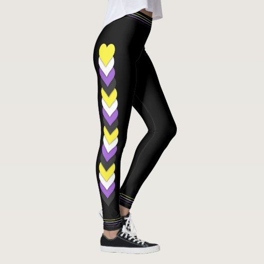 Leggings Non-binary pride flag hearts and stripes (Droite)