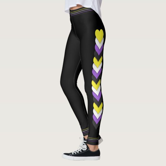 Leggings Non-binary pride flag hearts and stripes (Gauche)
