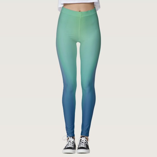 Leggings Northern Lights vert sur bleu (Devant)
